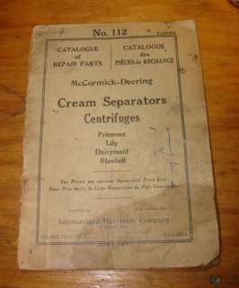 IH McCormick Deering Cream Separator Parts Catalog 1925  