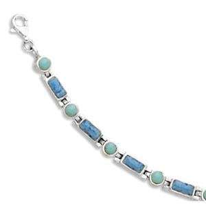    Turquoise and Blue Denim Lapis Sterling Silver Bracelet: Jewelry