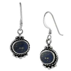   Sterling Silver Blue Lapis Southwestern Style Dangle Earrings: Jewelry