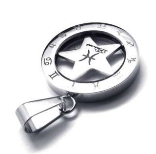 HOROSCOPE FIVE POINT STAR STAINLESS STEEL CHAIN PENDANT  