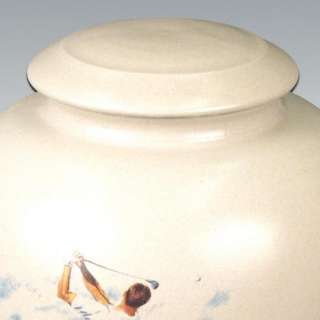 Golfer Porcelain Cremation Urn   Hand Thrown   Free Shipping