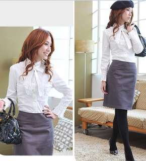 Ladies Long Sleeve Shirt with Necktie White New sale  
