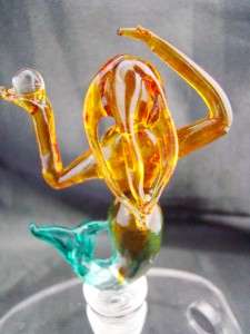   Hand Blown Glass Mermaid with Crystal Ball Wine Stopper Cork  