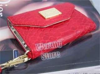 Snake Skin Leather Wallet Case Card Bag W/Strap Flip Cover For iPhone 
