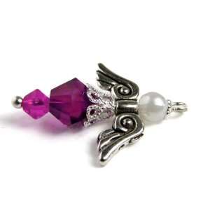 October Birthstone Angel Pendant / Necklace, with Rose Swarovski 