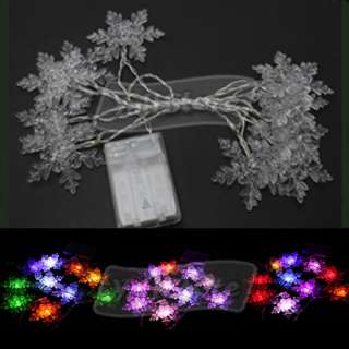 NEW 1.7m Snowflake Shape Colorful Light Christmas Party Battery String 