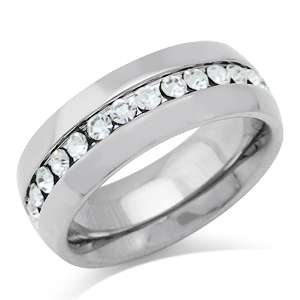 7MM White Crystal Stainless Steel Wedding Eternity Band Ring(RN2075256 