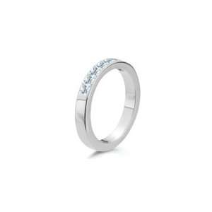  0.09 Ct Sky Blue Topaz Ring in 14K White Gold 3.5: Jewelry