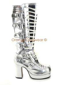 DEMONIA GOTHIKA 600UV Womens UV Cyber Knee Boots Shoes 885487487816 