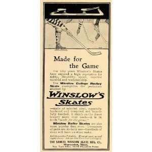 1906 Ad Winslow College Hockey Skate Roller Skates   Original Print Ad 