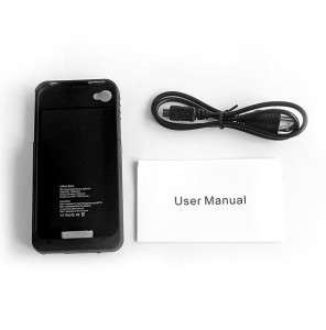   External Backup Battery Charger Case Black WHITE For Iphone 4 4G 4S