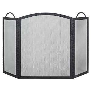  3 Fold Arched Black Wrought Iron Embossed Screen: Home 