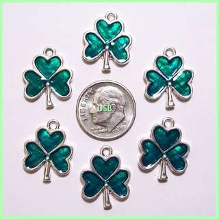   CLOVERS ~ IRISH ST. PATRICKS DAY ENAMEL CHARMS #862 Combined Shipping