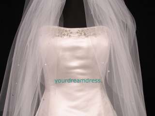 Bridal Wedding Veil S414VL Diamond White Scattered Crystals Two Layers 