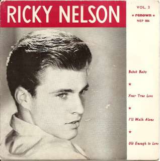 MEGA RARE RICKY NELSON SOUTH AFRICAN 50S EP RENOWN NEP 806  