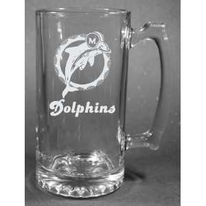NFL Miami Dolphins Laser Etched 27oz Glass Beer Mug  