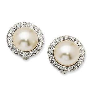   Mabe Pearl and swarovski Crystal Clip Earrings   JewelryWeb: Jewelry