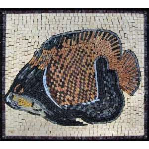    Mosaic Stone Fish Art Tile Wall Bath Pool Decor