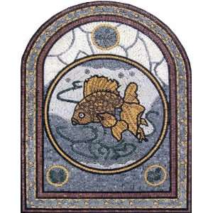  26x34 Fish Marble Mosaic Stone Art Tile Wall Pool