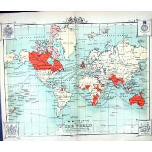 ANTIQUE MAP c1901 BRITISH EMPIRE WORLD AMERICA AFRICA EUROPE MERCATORS