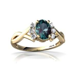    14K Yellow Gold Oval Created Alexandrite Ring Size 4: Jewelry