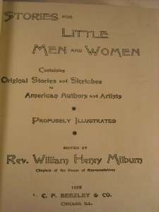 ANTIQUE BOOK STORIES FOR LITTLE MEN AND WOMEN GOOD COND.  