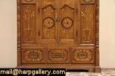 Indian British Dowry Cabinet, Carved Teak, Secret Compartments  