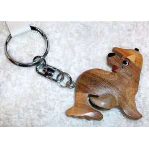 Wooden Hand Crafted Seal Wearing a Hat Key Ring, Key Chain, Key Holder 