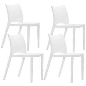  Set of 4 Zuo Laser White Chairs
