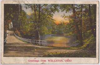 Ohio Postcard Wellston OH Greetings Lake Road Bridge  