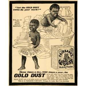  1901 Ad Gold Dust Twins Wash Dishes Washing Powder Soap 