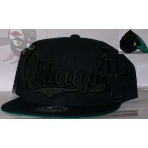  Chicago All Black Everything Series Snapback Hat Cap 