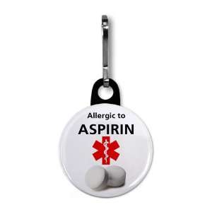  ALLERGIC TO ASPIRIN Medical Alert 1 inch Zipper Pull Charm 
