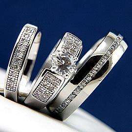 Wedding Band Ring Set. It consists of three pieces Women Engagement 