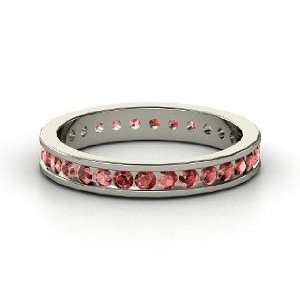  Alondra Eternity Band, 14K White Gold Ring with Red Garnet 