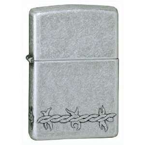  Zippo Barbed Wire Antique Silver Lighter: Sports 