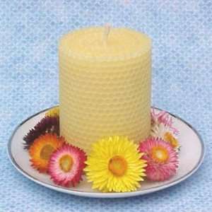    4 inch Ex. Pillar Beeswax Candle   Dusty Blue