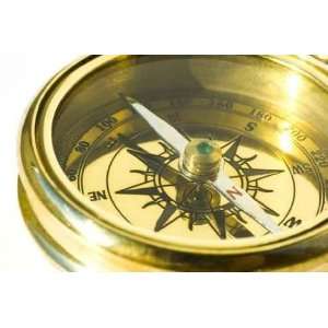  Old Style Gold Compass on White Background   Peel and 