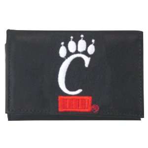  Bearcats Black Leather Embroidered Tri Fold Wallet