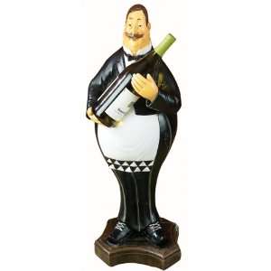  28Tall Fat French Chef Waiter W Wine Bottle Holder 