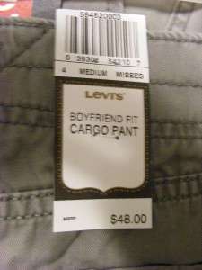 New LEVIS gray khaki boyfriend fit Cargo pants jeans size 4 roll up 