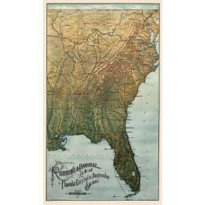  Railroad Map of the Southeastern US (1893) by American Bank Note 