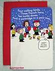   SNOOPY *4 CALLING BIRDS, 2 FRENCH HENS* CHRISTMAS GREETING CARD NEW