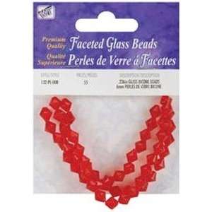  Faceted Glass Bicone Beads 6Mm 55/Pkg Red 