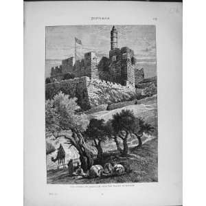  Citadel Jerusalem Valley Hinnom Camels Palestine 1881 