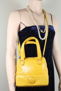 Vintage Versace Couture Yellow Caviar Leather Hand Bag  