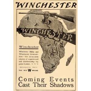  1909 Ad Winchester Rifles Africa Big Game Red W Brand 