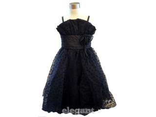 Black Polka Wedding Flower Girl Dress Gown Size 3 12 Age 2 13