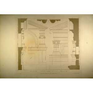  1860 Engraving Palazzo Farnese Elevation Details Rome 