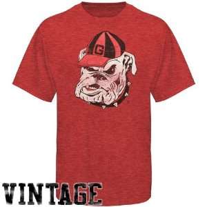  Georgia Bulldogs Heather Red Vintage Mascot T shirt (Large 